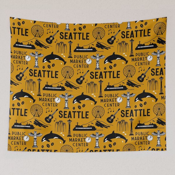 Item preview, Iconic Seattle Landmarks and Culture Pattern designed and sold by Frollein S Berlin.