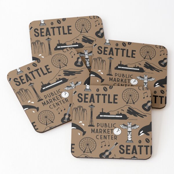 Item preview, Iconic Seattle Landmarks and Culture Pattern designed and sold by Frollein S Berlin.