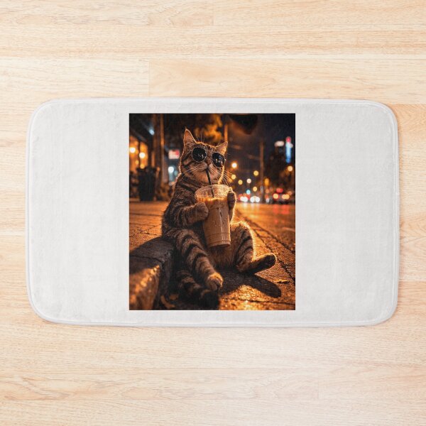 Item preview, Cat Meme Drinking Ice Coffee  designed and sold by erozzz.
