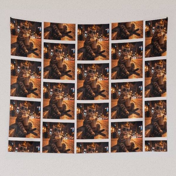 Item preview, Cat Meme Drinking Ice Coffee  designed and sold by erozzz.