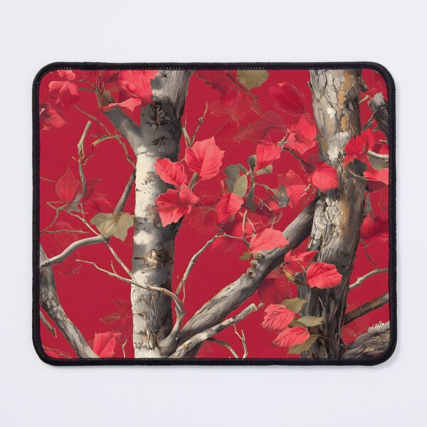 Item preview, Bright Red Leaf Camouflage with Birch Trees and Forest Branches in Realistic Nature Print designed and sold by meganohm.