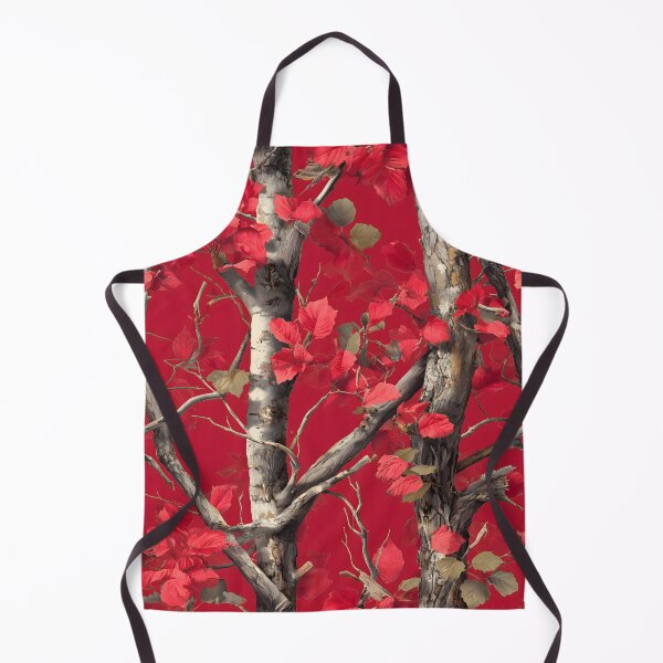 Item preview, Bright Red Leaf Camouflage with Birch Trees and Forest Branches in Realistic Nature Print designed and sold by meganohm.