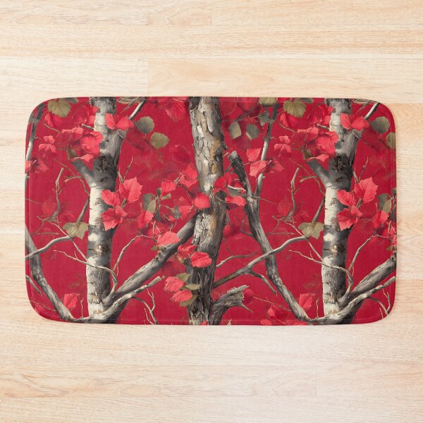 Item preview, Bright Red Leaf Camouflage with Birch Trees and Forest Branches in Realistic Nature Print designed and sold by meganohm.