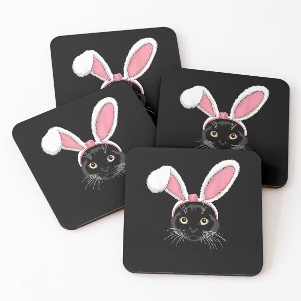 Item preview, Black Cat with Bunny Ears Cute Easter Girls Kids Cat Lovers designed and sold by Goleon12.