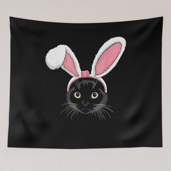 Item preview, Black Cat with Bunny Ears Cute Easter Girls Kids Cat Lovers designed and sold by Goleon12.