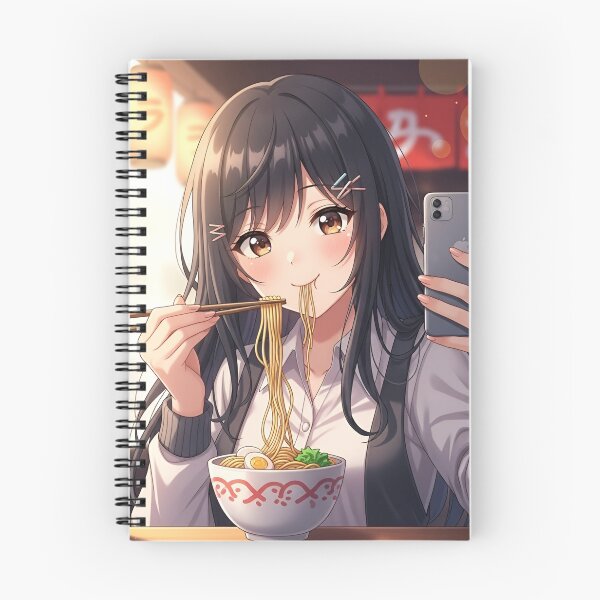 Item preview, aneme japanese girl eating ramen noodles manga iphone selfie kawali designed and sold by LegendChoice.