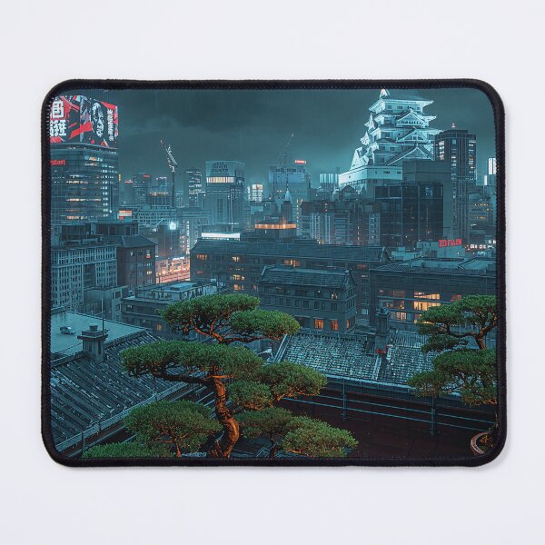 Item preview, Osaka Rooftop Cyberpunk Skyline Bonsai Garden Art designed and sold by Kynura.