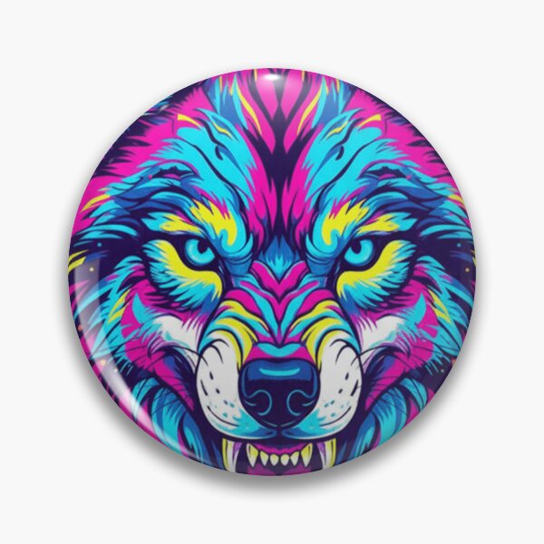 Item preview, Colorful aggressive wolf head designed and sold by WariatPrint.