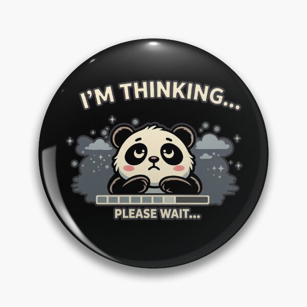 Item preview, Cute Panda Thinking Illustration with Loading Bar, Funny Please Wait Mood Graphic, Kawaii Animal Waiting Concept, Relaxed Slow Thinking Humor Design designed and sold by Collagedream.
