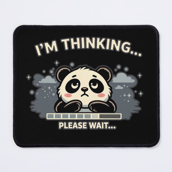 Item preview, Cute Panda Thinking Illustration with Loading Bar, Funny Please Wait Mood Graphic, Kawaii Animal Waiting Concept, Relaxed Slow Thinking Humor Design designed and sold by Collagedream.