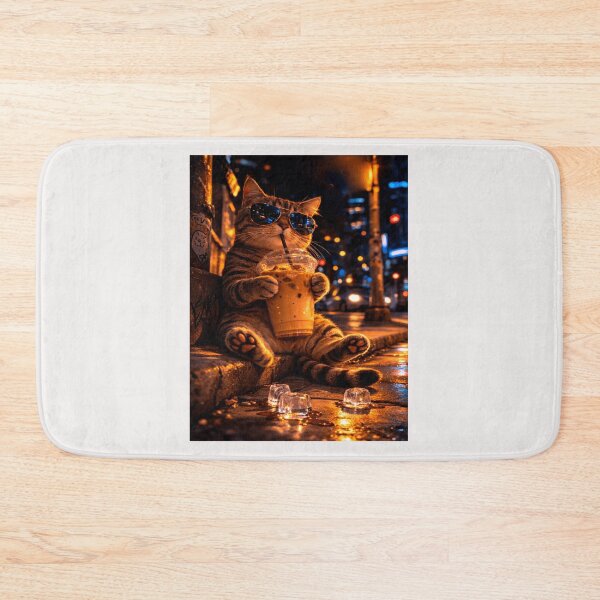 Item preview, Funny Cat Meme Drinking Iced Coffee designed and sold by erozzz.