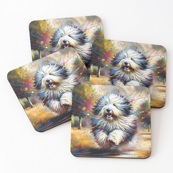 Item preview, Old English Sheepdog Dog Portrait Acrylic Art Print Pet Portrait Gift for Grizzly Bobtail Lovers designed and sold by Puppy Puzzles Plus.