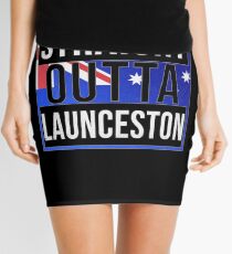 Straight Outta Launceston Retro Style - Gift For An Australian From Launceston in Tasmania , Design Has The Australia Flag Embedded Mini Skirt
