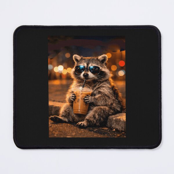 Item preview,  Funny Raccoon Meme Drinking Iced Coffee designed and sold by erozzz.