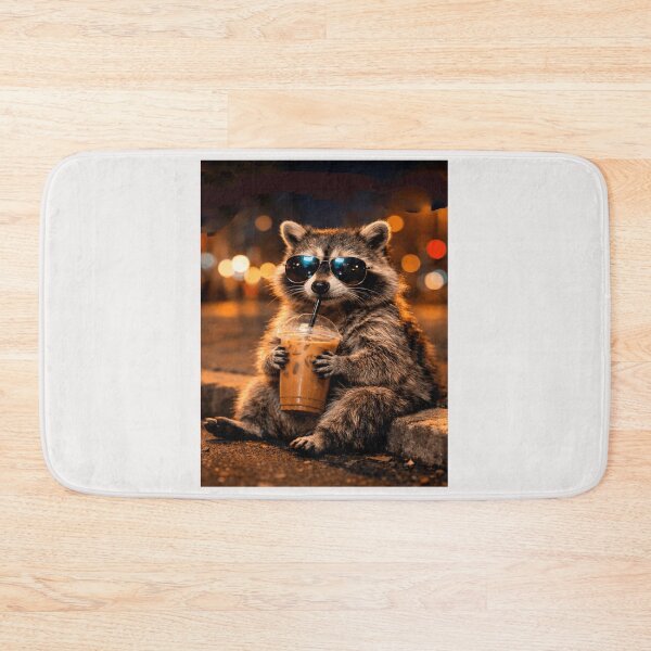 Item preview,  Funny Raccoon Meme Drinking Iced Coffee designed and sold by erozzz.