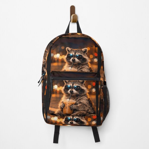Item preview, Funny Raccoon Meme Drinking Iced Coffee designed and sold by erozzz.
