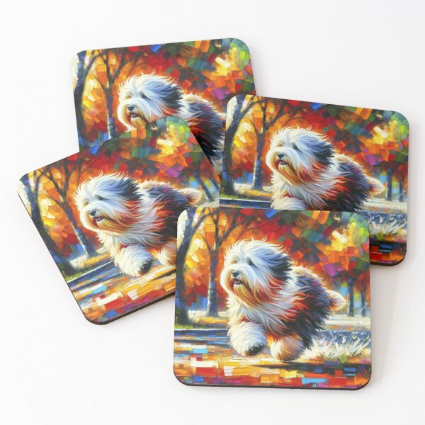 Item preview, Old English Sheepdog Portrait Acrylic Art Print Pet Portrait Gift for Grizzly Bobtail Lovers designed and sold by Puppy Puzzles Plus.