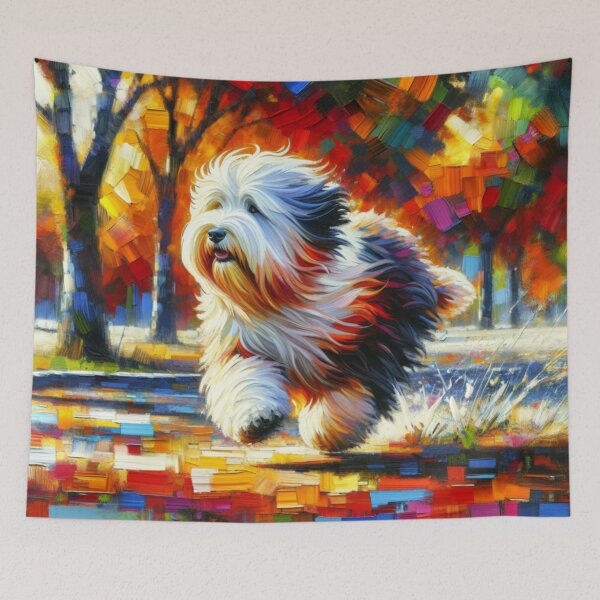 Item preview, Old English Sheepdog Portrait Acrylic Art Print Pet Portrait Gift for Grizzly Bobtail Lovers designed and sold by Puppy Puzzles Plus.
