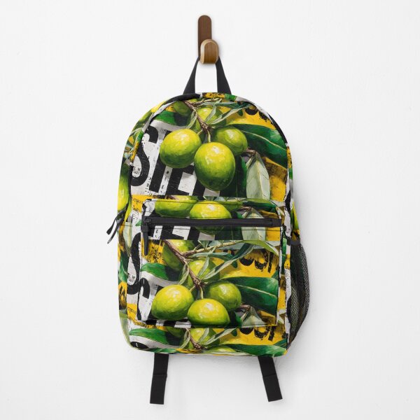 Item preview, Rustic Olive Branch with Green Olives in Vibrant Yellow and Earthy Textured Background designed and sold by OlfactoART Studio.