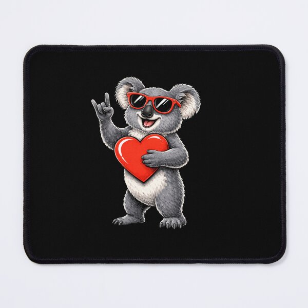 Item preview, Rock On Koala Holding Red Heart – Cute but Edgy Australian Animal Cartoon with Sunglasses, Bold Alternative Graphic for T-Shirts, Stickers & Gifts designed and sold by BlissfulPrintz.