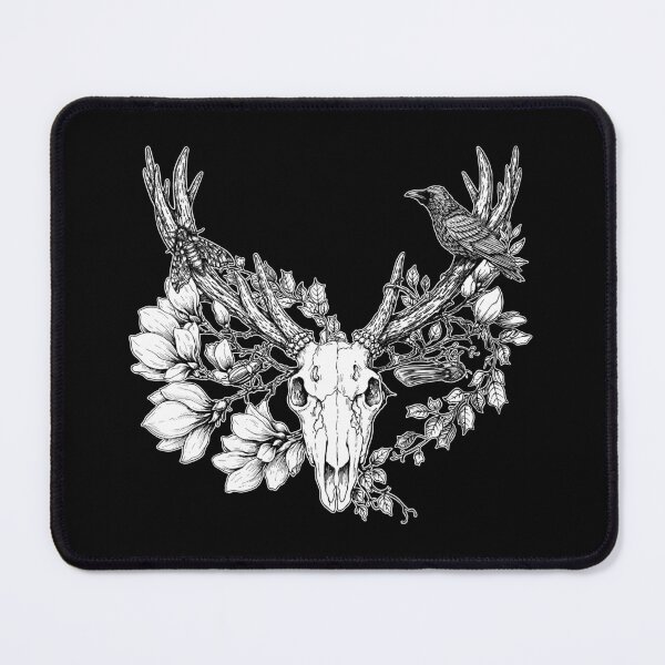 Item preview, Buck Deer Skull Floral Crow Moth Witchcraft designed and sold by PolaMaku.