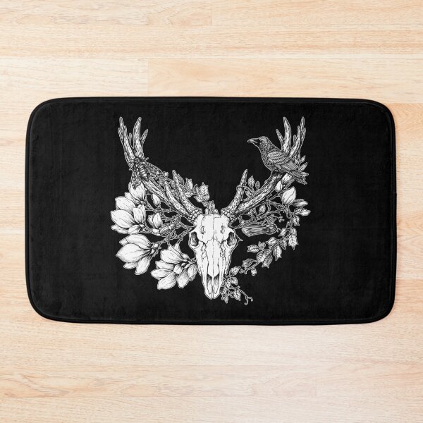 Item preview, Buck Deer Skull Floral Crow Moth Witchcraft designed and sold by PolaMaku.