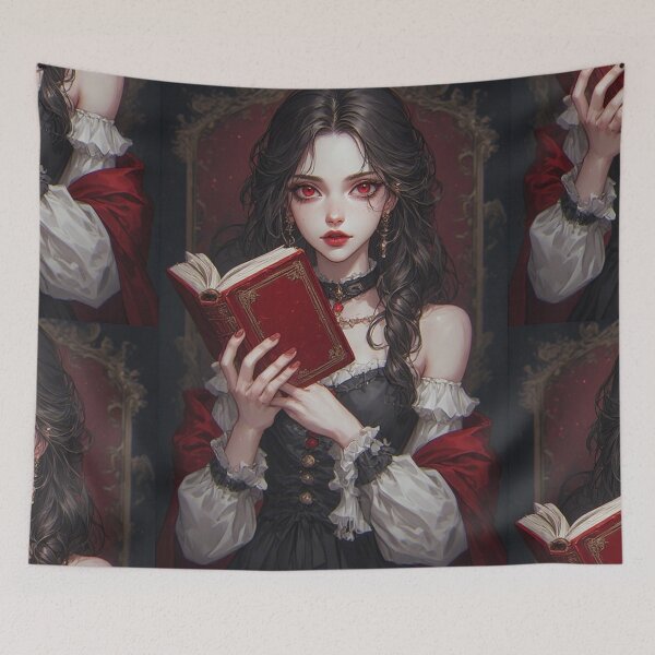 Item preview, Gothic vampire girl with a red book designed and sold by ArtsJulian.