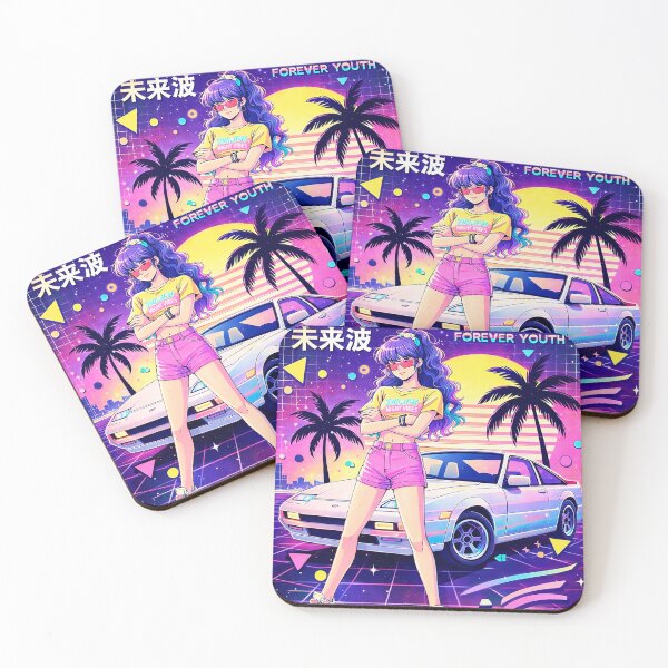 Item preview, 80s Anime Girl Vibes Classic Car Neon Night Aesthetic Retro Miami Style designed and sold by onlyanimevibes.