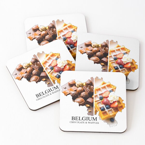 Item preview, Belgium Map Chocolate and Waffles Dessert Heritage Art designed and sold by AbulailArt.