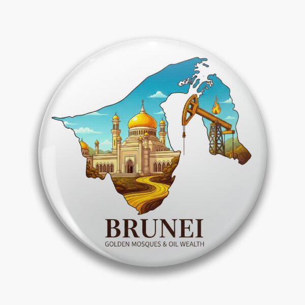 Item preview, Brunei Map Golden Mosques and Oil Wealth Heritage Art designed and sold by AbulailArt.