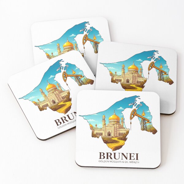 Item preview, Brunei Map Golden Mosques and Oil Wealth Heritage Art designed and sold by AbulailArt.