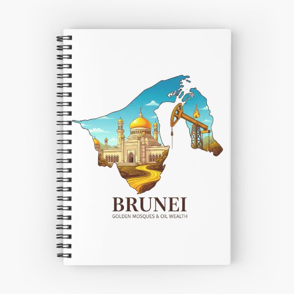 Item preview, Brunei Map Golden Mosques and Oil Wealth Heritage Art designed and sold by AbulailArt.