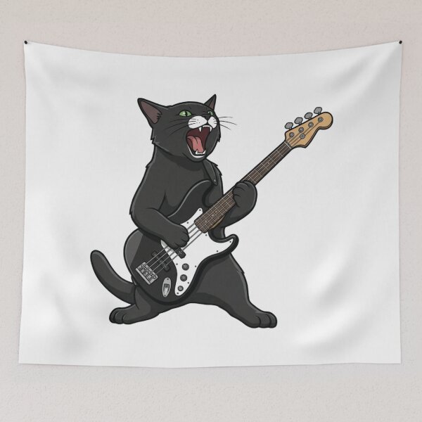 Item preview, Bass‑Playing Cat designed and sold by Analog Aura .