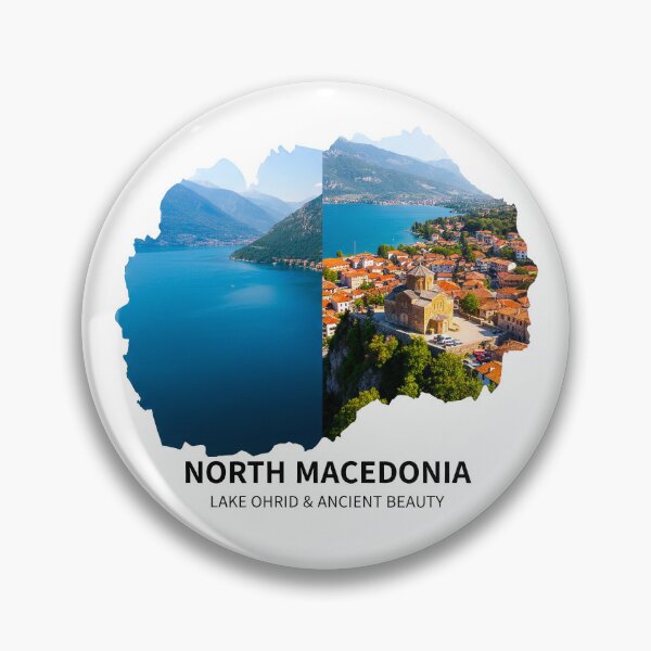 Item preview, North Macedonia Map Lake Ohrid and Ancient Beauty Art designed and sold by AbulailArt.