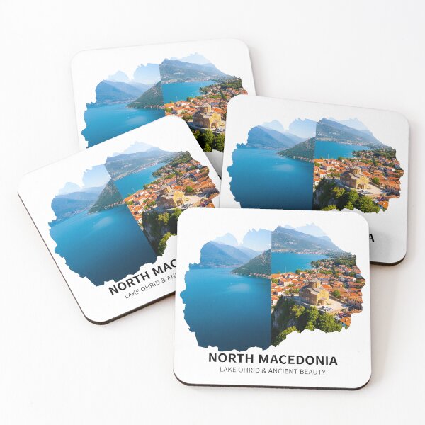 Item preview, North Macedonia Map Lake Ohrid and Ancient Beauty Art designed and sold by AbulailArt.