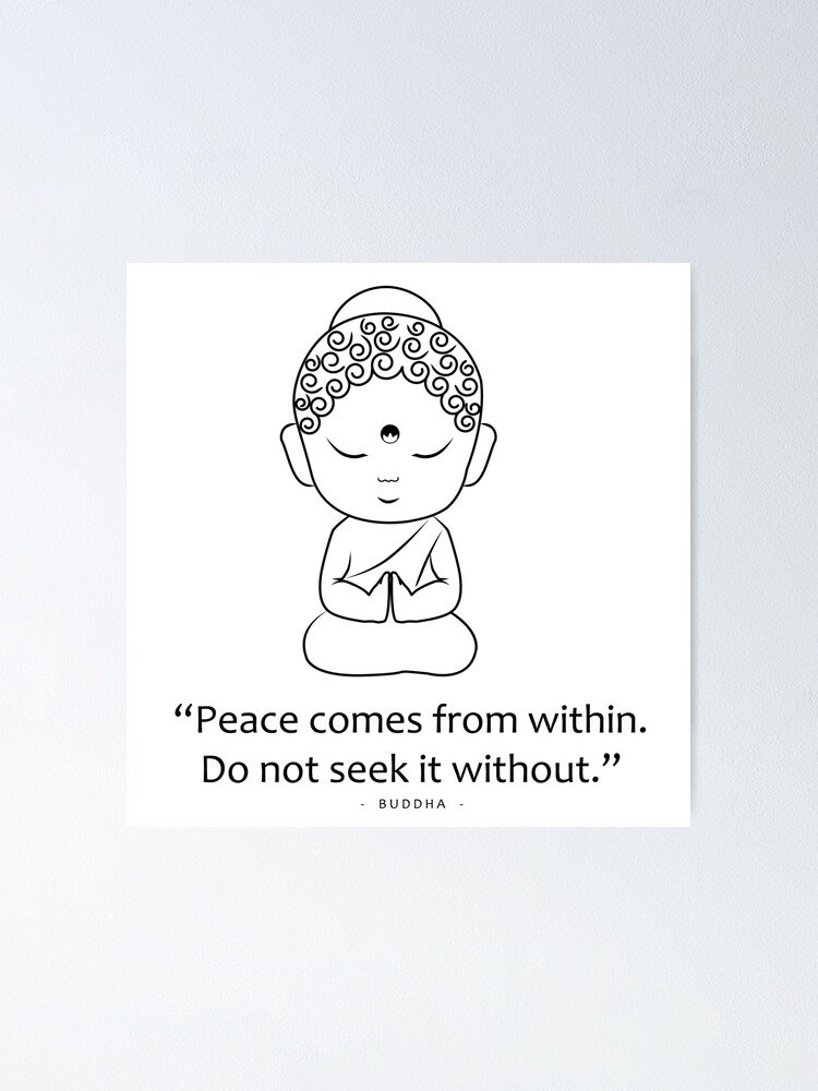 Cute little Buddha with inspiring quote Art Print by Shawlin