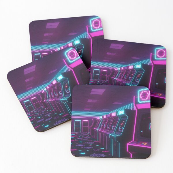 Item preview, Neon Vaporwave Retro Arcade Room with Space Carpet designed and sold by powersunlight.