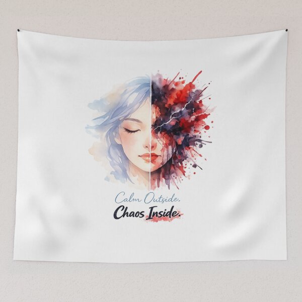 Item preview, Calm Outside Chaos Inside Watercolor Portrait Aesthetic Mental Health Art designed and sold by Nusha Creations.
