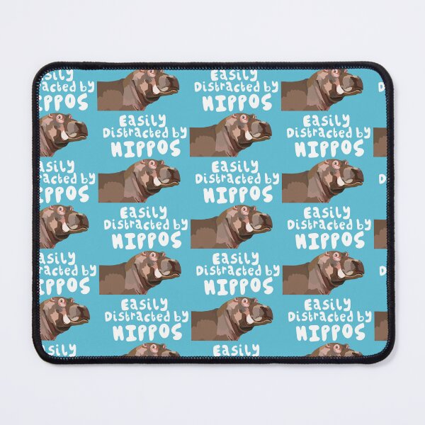 Item preview, Easily Distracted By Hippos, , Cute Hippo Illustration – Funny Animal Art for Hippo Lovers designed and sold by PrettylittlepastelUk.