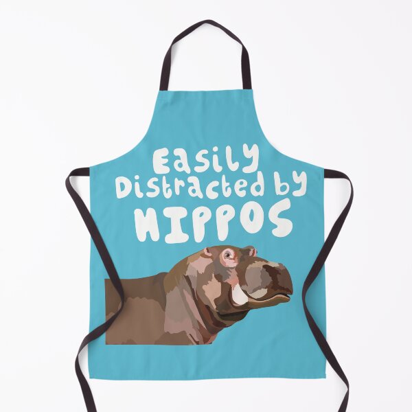 Item preview, Easily Distracted By Hippos, , Cute Hippo Illustration – Funny Animal Art for Hippo Lovers designed and sold by PrettylittlepastelUk.