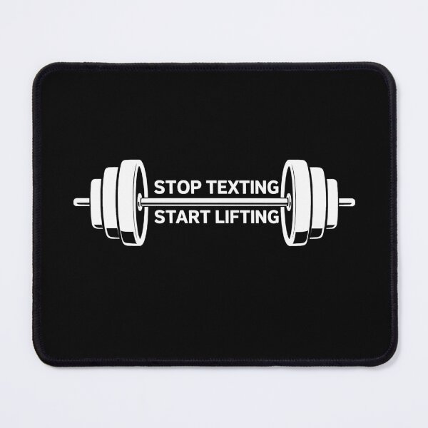 Item preview, Stop Texting Start Lifting Barbell Gym Motivation Shirt designed and sold by AMICO77.