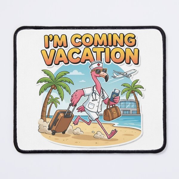 Item preview, Nurse Flamingo Heading to Vacation - Funny Medical Travel Art designed and sold by positivitymed.