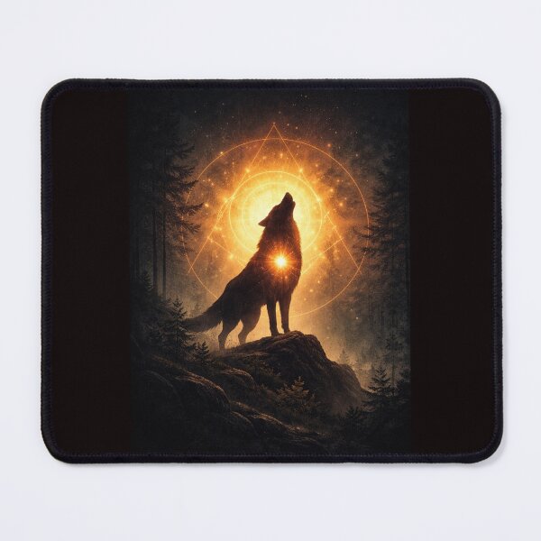Item preview, Spiritual Wolf Guardian – Golden Sacred Light Forest Art designed and sold by GeoWild Designs.