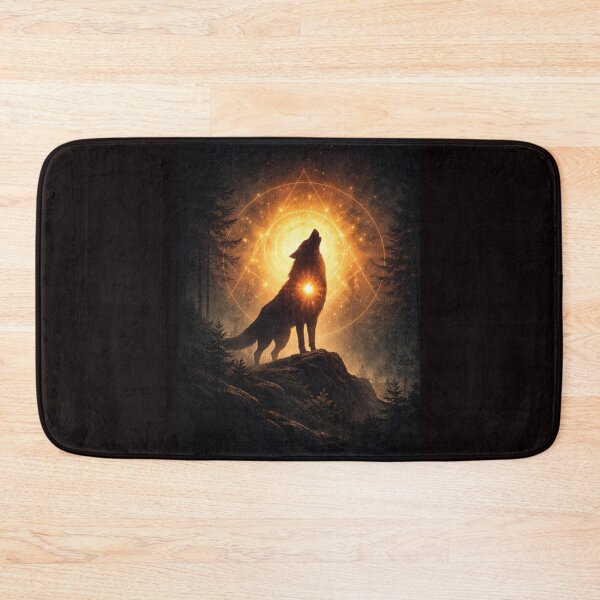 Item preview, Spiritual Wolf Guardian – Golden Sacred Light Forest Art designed and sold by GeoWild Designs.