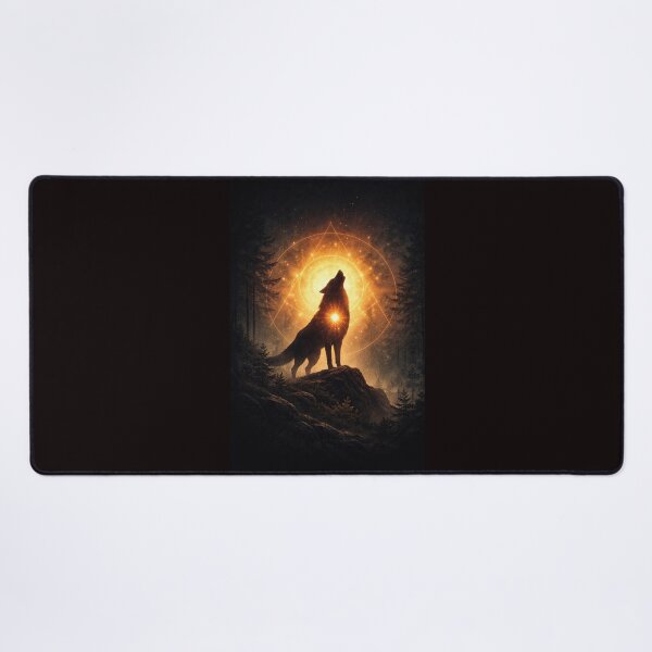 Item preview, Spiritual Wolf Guardian – Golden Sacred Light Forest Art designed and sold by GeoWild Designs.