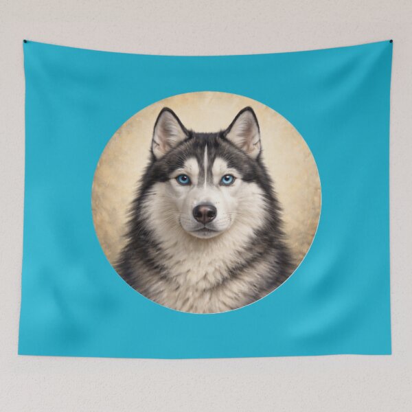 Item preview, Siberian Husky Arctic Focus – Realistic Dog Circle Art designed and sold by TheJoyfulPen.