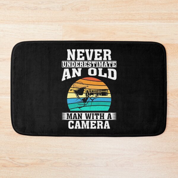 Item preview, Never Underestimate an Old Man with A Camera  designed and sold by CosmoKitsch.