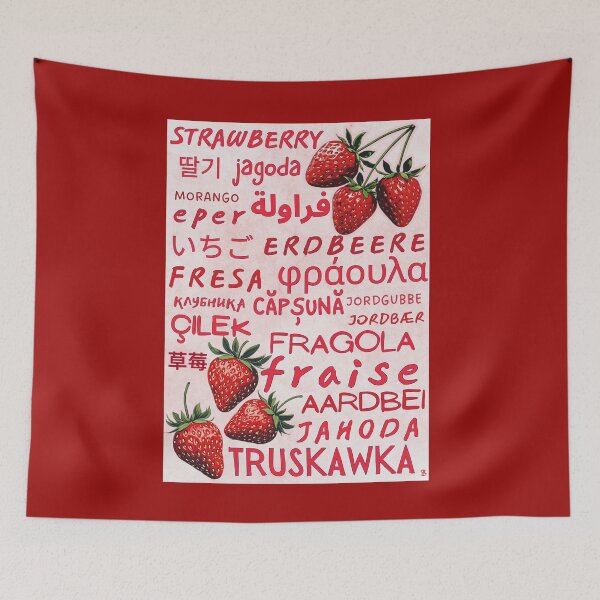 Item preview, Strawberry in Many Languages – Multilingual Fruit Typography Art designed and sold by SHELOPS.