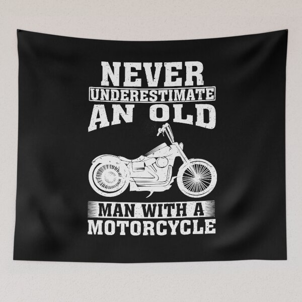 Item preview, Never Underestimate an Old Man with A Motorcycle designed and sold by CosmoKitsch.