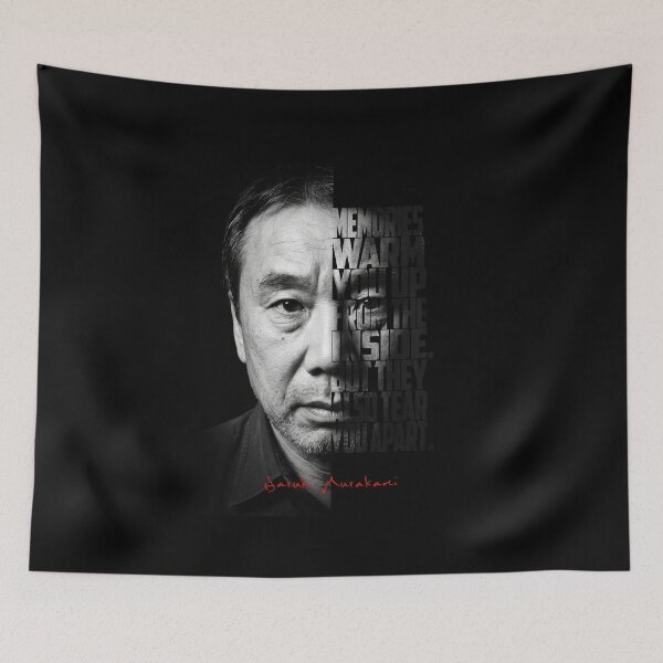 Item preview, Haruki Murakami Split Face Quote Poster designed and sold by Enea Kelo.